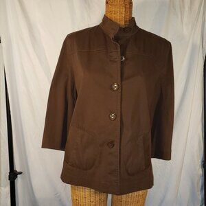 Ladies CROFT & BARROW Canvas Jacket w/Mandarin Collar in Brown - M